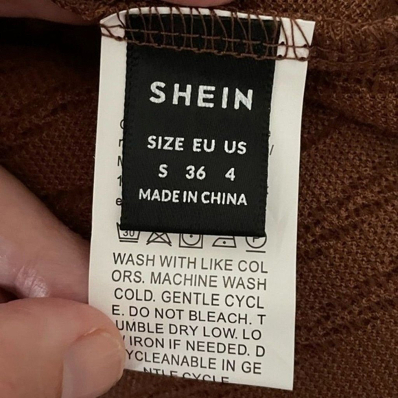 SHEIN Brown Cable Knit Raglan Sleeve Hoodie Small - Picture 8 of 15